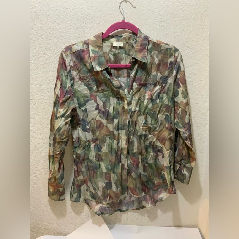 Ecru Streep Side Placket Shirt Size Xs